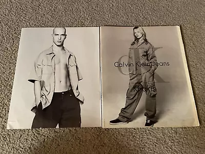 Vintage 1996 KATE MOSS CALVIN KLEIN JEANS KHAKIS Poster Print Ad 1990s Models • £8.75