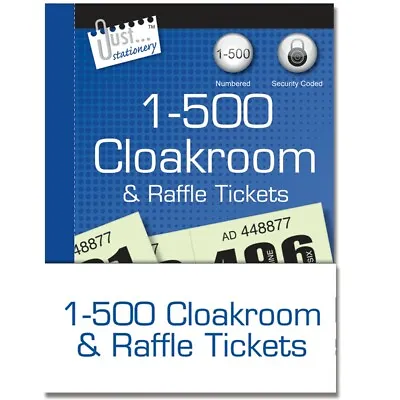 Just Stationery Cloakroom Raffle Tickets - Book Of 500 Numbered Tickets • £2.80