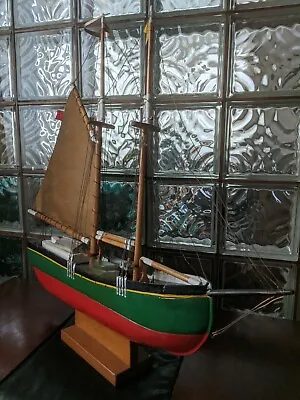$780 • Buy Vintage Wood Schooner SHIP WEATHERVANE Pond Yacht Model Boat 32 X27  Mystic CT