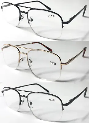 £23.99 • Buy L91 High Quality Semi-Rimless Reading Glasses/Spring Hinges/Double Bridge Design