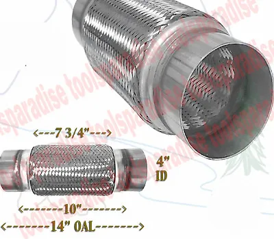 4  ID X 14  In Long Exhaust Flex Pipe STAINLESS STEEL CONNECTOR Joint Elbow Tube • $126.21