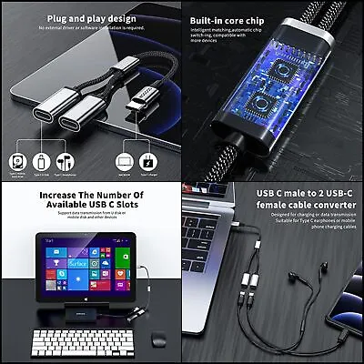 Usb Cable Male Splitter Micro Female Adapter Dual Data Cord Charger Extension!!! • $16.84