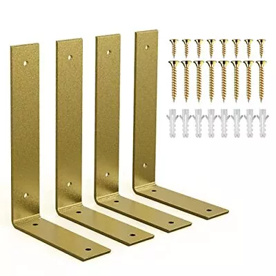 Gold Heavy Duty Shelf Brackets 6 X 4 Inch Rustic Gold Iron L Shelf Bracket In... • $30.21