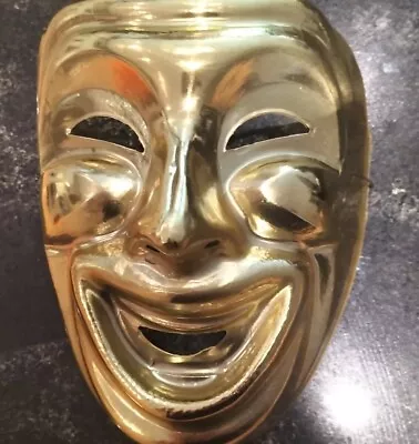 Gold  Happy Face  Mask - Fancy Dress Masquerade Ball • £2