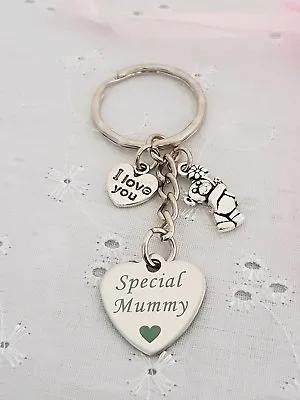 Special Mummy I Love You Heart Keyring With Teddy Bag Charm With Gift Bag • £3.89