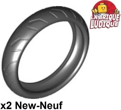 LEGO 2x Tire 94.2mm Diameter X 22mm Motorcycle Racing Tread Moto Black/Black • $23.45