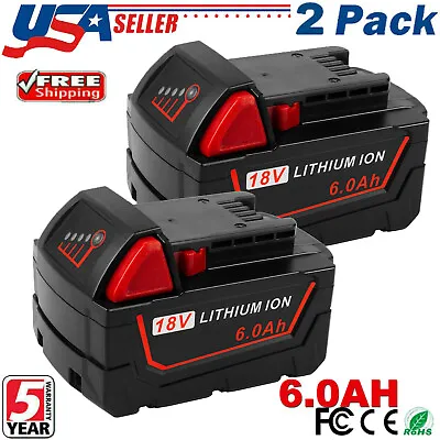 2X For Milwaukee For M18 Lithium 6.0 AH Extended Capacity Battery 48-11-1860 • $43.99