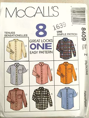 McCall's Pattern 8409 Men's Button Down Shirts Sizes XL XXL XXXL 42-56 • $9.99