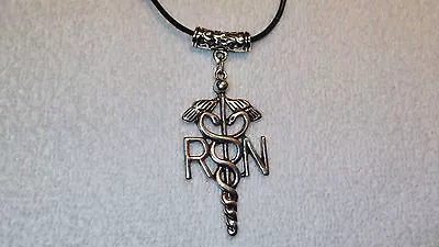 RN Nurse EMT Medical Charm Necklace Jewelry Pendant Leather Caduceus • $11.13