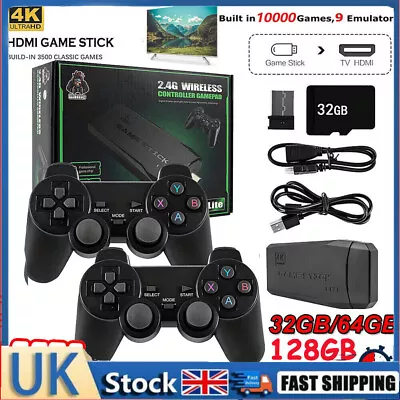 10000+ 4K HDMI TV Video Game Stick Retro Gaming Console Mit2 Wireless Controller • £12.09