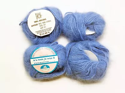 Lot Of 4 Plymouth Yarn 100% Angora Blue 10 Gr./Ball From France • $40