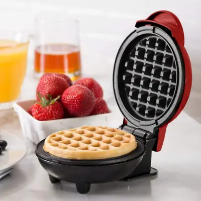 Mini Waffle Maker Electric Breakfast Pancake Machine Waffle Cake Iron Non Stick  • £11.99