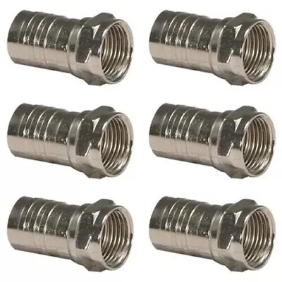 6 Pcs RG6 F Type Hex Crimp Coax Coaxial Cable Connector Adapter O Ring Nickel • $7.65