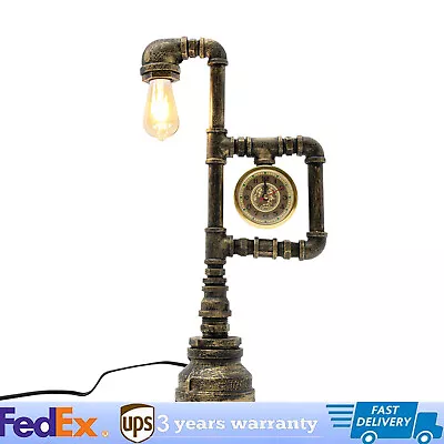 Industrial Steampunk Water Pipe Desk Table Lamp Retro Light For Bedroom Fixture • $51