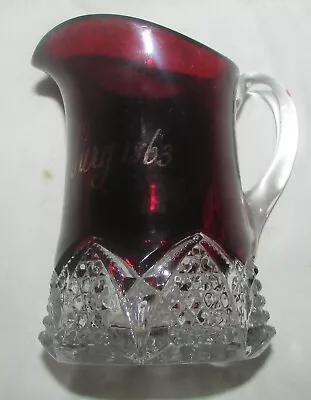 $45 • Buy Antique GETTYSBURG 1863 CIVIL WAR Ruby Red EAPG Glass SOUVENIR PITCHER 4  Tall