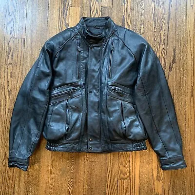 Vintage Harley Davidson Leather Black Biker Jacket 90s Motorcycle Zip Up Size 48 • $114.75