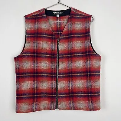 Vintage Sierra Designs Vest Wool Men’s Large USA Plaid Zip Red Blue Shadow • $23.98