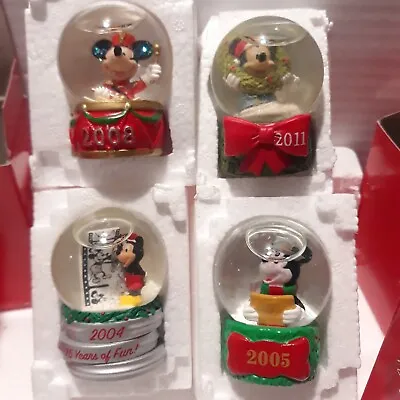 4× Disney Mickey Mouse 75 Years Mini Snow Globes 2004/05/08/11 In Orig Boxes • $22.95