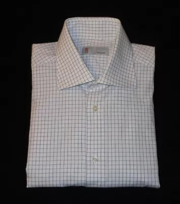 Missoni White/blue Checks Long Sleeves Fine Cotton Dress Shirt. Mis3227a6 • $11.04