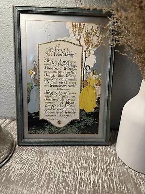 Framed Vintage Irish Song Of Friendship  Poem & Lithograph  Dorothy Fish • $19