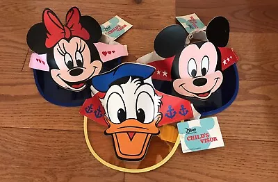 3 Vintage Disney Mickey Minnie Donald Duck Child’s Visor Hat New With Tags • $45