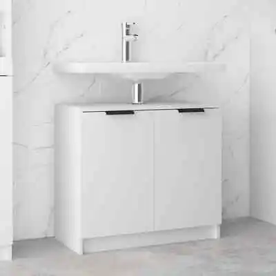 Bathroom Cabinet White Engineered Wood Toilet Vanity Unit Cupboard VidaXL • £41.99