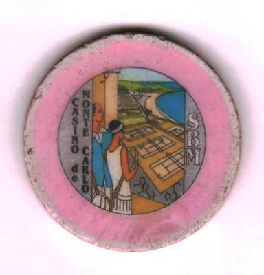 Monaco Monte Carlo Roulette  Tennis Courts  Pink Casino Chip • $5