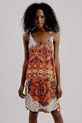 £12 • Buy Topshop Orange Scarf Print Cami Slip Dress - Size 8