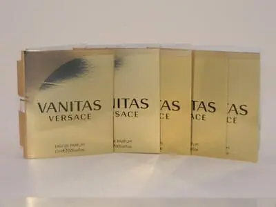 5 X Versace Vanitas Eau De Parfum EDP Vial Sample 1.5ml 0.05 Fl Oz & Cards • $13.95