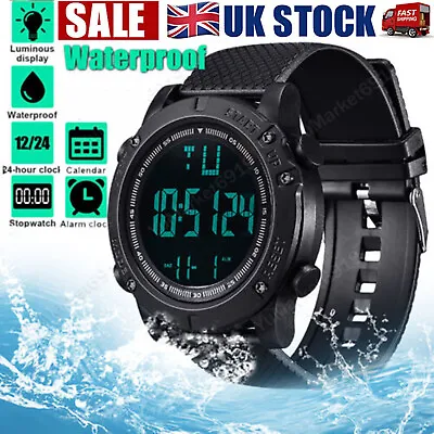 Mens Watches Military Army Walking Sport Digital LED Shockproof Waterproof Watch • £4.99
