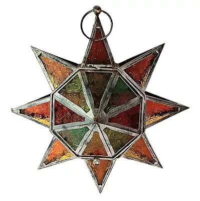 Moroccan Star Lantern Candle Holder Tea Light Holder Multicolor Hanging • $30