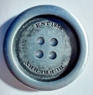 Burberry Metal 4-Hole Button Silver Stamped Est1856 Rounded Edge Flat Back 1  • $16