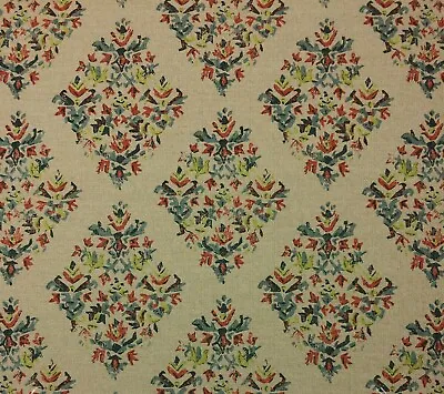 Lacefield Designs Blythe Honeydew Blue Red Floral Medallion Fabric By Yard 55 W • $13.99