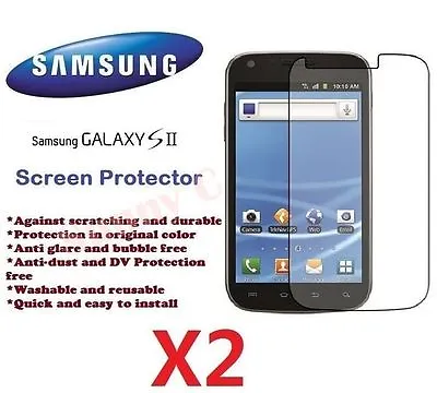 New Samsung Galaxy S2 II I9200 LCD Screen Protector Crystal Ultra Clear Film X 2 • $8.99