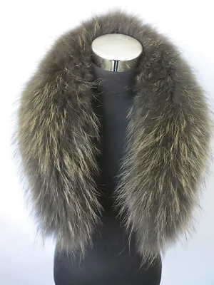 100% Real Raccoon Fur Collar/neck Wrap/unisex Jacket Greenish Scarf 80*15cm • $36