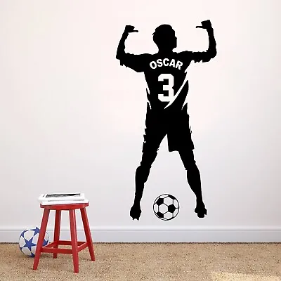 Personalised Footballer Shirt Wall Art Sticker Boys Kids Children's Bedroom • £7.99