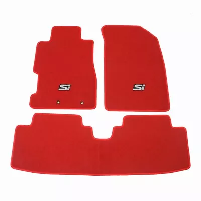 For 01-05 Honda Civic Red Floor Mats Carpets Nylon Front Rear 3PCS W/ White Si • $56.04