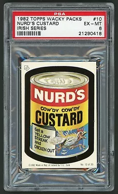 1982 / 85 Topps Wacky Packages Sticker Irish Series #10 Nurd's Custard PSA 6 • $28.89