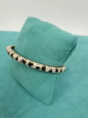 Enamel Bangle Bracelet Vintage Michaela Frey Style Cream Black Gold 6mm Wide • £6.99