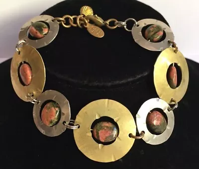 Vintage Marjorie Baer SF Bracelet Metal Stones Links • $38