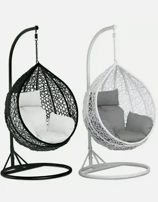 £149.99 • Buy Rattan Swing Hanging Egg Chair Garden Indoor Outdoor Patio Bedroom With Cushions