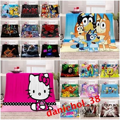 Boys Girls Cartoon Fleece Blanket Throw Sofa Warm Soft Blanket Flannel Rugs Gift • $18.99