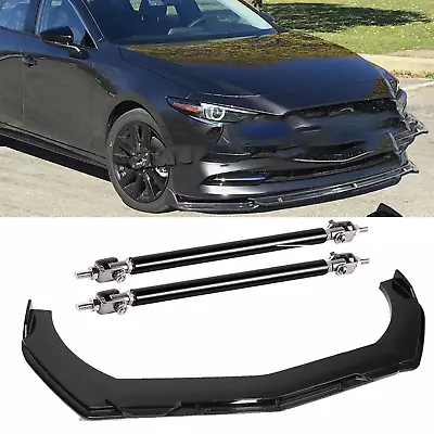 Front Bumper LipS Splitter Spoiler Body Kit Gloss Black For Mazda Speed 3 6 RX • $99.99