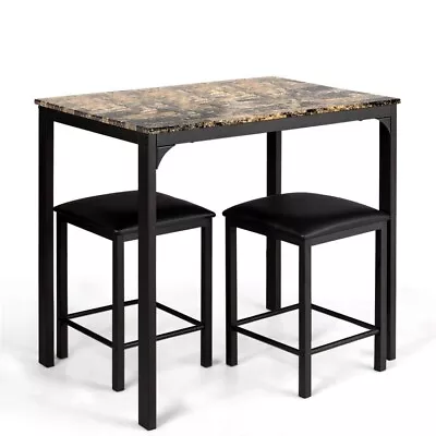 3 Pieces Dining Table Set With Faux Marble Tabletop And 2 Chairs Ideal For Small • $154.99