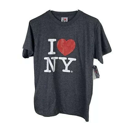 I Love NY New York Short Sleeve Heart T-Shirt Gray Mottled Sz Small Cotton Blend • $9.99