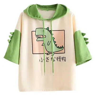 Cute Dinosaur Little Monster Hoodie Tee T-shirt Patchwork Harajuku Kawaii Women • $35.81