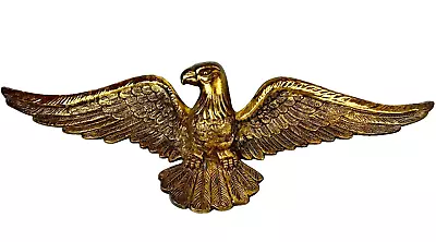 Vintage Cast Metal Brass Plated Flying Eagle Wall Hanging 30” • $36