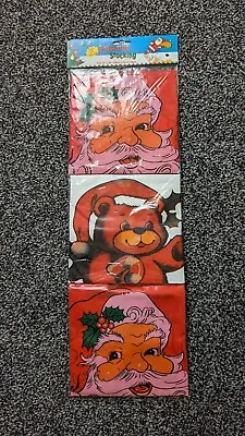 Vintage Father Christmas Santa Teddy Bear Stocking Sack Plastic 80s Kitsch BNIP • £22