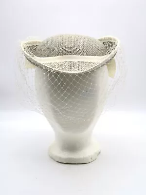 Vintage Sonni San Francisco Women's Light Gray Straw Hat With Netting • $24.95
