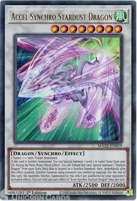 £16.39 • Buy MAZE-EN019 Accel Synchro Stardust Dragon :: Ultra Rare 1st Edition Mint YuGiOh C